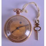 A FINE ANTIQUE 18CT YELLOW GOLD POCKET WATCH with charming stylised numerals. 74.4 grams overall.