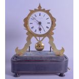 A 19TH CENTURY FRENCH BRASS SKELETON CLOCK signed Hausburg of Paris. Clock 18 cm x 18 cm.