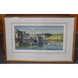 DONALD GREIG (b.1916), framed watercolour, signed, "Summertime - The Quays - Salcombe". 25 cm x 50