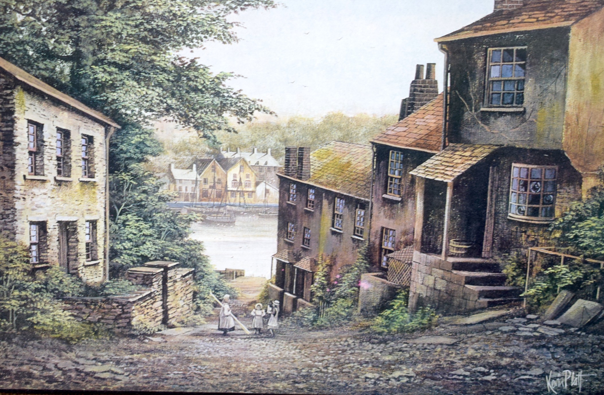 AFTER KEVIN PLATT (English, Manchester born), framed print on board, Cornwall scenes. 20 cm x 30