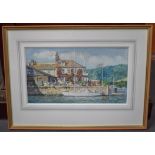 DONALD GREIG (b.1916), framed watercolour, signed, "White Yacht, Coves Quay, Salcombe". 25 cm x 43