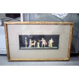 ITALIAN SCHOOL (19th Century), framed watercolour, figures in various pursuits. 12 cm x 30 cm.