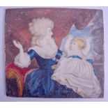 A FINE AND UNUSUALLY LARGE 19TH CENTURY EUROPEAN PAINTED IVORY MINIATURE depicting a mother and