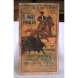 A VINTAGE 1965 SPANISH BULLFIGHT POSTER, ounted to a backing board. 96 cm x 55 cm.