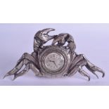 A RARE ANTIQUE NOVELTY SILVER CRAB CLOCK with Zenith movement, of naturalistic form, signed Victor