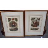 A PAIR OF COLOURED PRINTS DEPICTING HUNTING RELATED SCENES, published by E.W Savory Ltd. 25 cm x