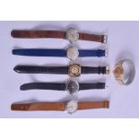 A GROUP OF SIX VINTAGE GENTLEMANS WRIST WATCHES including Roamer, Universal, Mido, Bucherer &