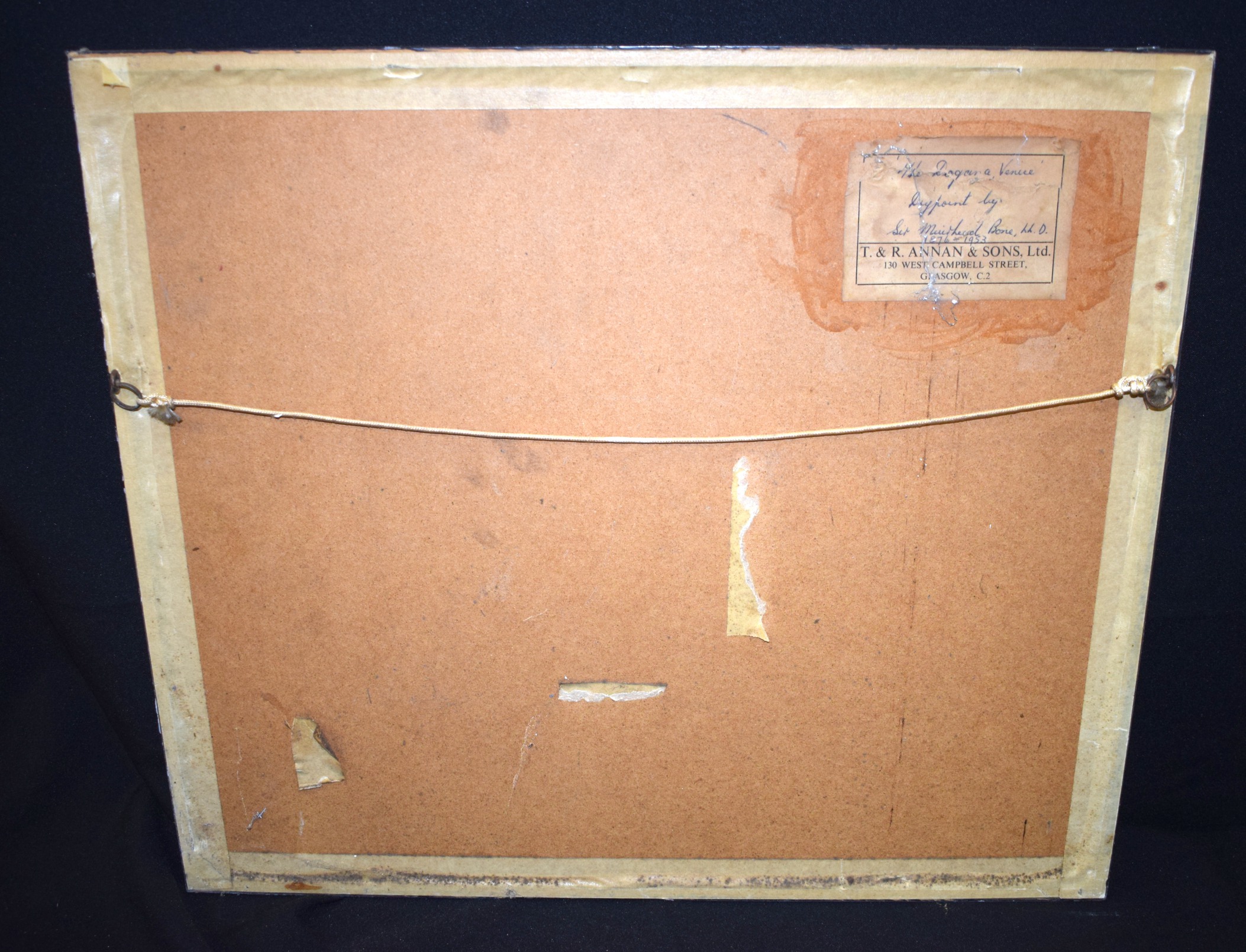 SIR MUIRHEAD BONE (1876-1953), framed drypoint on wave paper, signed, "The Dogana at Venice", - Bild 5 aus 5