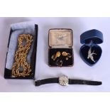 A VINTAGE CYMA GENTLEMANS WRISTWATCH together with cased cufflinks etc. (qty)