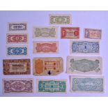 A COLLECTION OF FIFTEEN JAPANESE BANK NOTES of various denominations. (15)