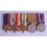 A SET OF WWII SERVICE MEDALS AND STARS. 18 cm wide.