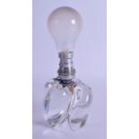 A 1960S FRENCH SEVRES CRYSTAL GLASS LAMP of gnurled form. 10 cm high not inc fittings.