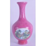 A CHINESE REPUBLICAN PERIOD FAMILLE ROSE PORCELAIN VASE bearing Qianlong marks to base, probably