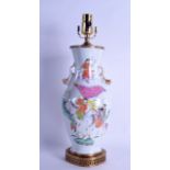 A 19TH CERNTURY CHINESE FAMILLE ROSE PORCELAIN VASE Yongzheng style, converted to a lamp, painted