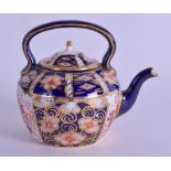 A ROYAL CROWN DERBY MINITURE IMARI TEAPOT AND COVER painted with flowers. 7.25 cm wide.