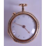 A FINE 18TH/19TH CENTURY ENGLISH 18CT GOLD AND ENAMEL PEAR CASED POCKET WATCH by Alex Wilson of