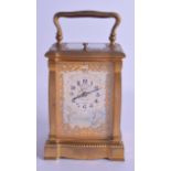 A RARE 19TH CENTURY FRENCH PAINTED IVORY REPEATING BRONZE CARRIAGE CLOCK painted with female