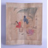 A CHINESE QING DYNASTY FOLDING EROTIC WATER COLOUR BOOKLET depicting figures in various pursuits