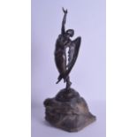 A LOVELY SCOTTISH ART NOUVEAU BRONZE FIGURE OF A WINGED ANGEL by William M Petrie, modelled upon a