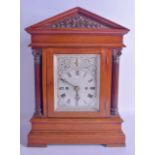 A MAHOGANY DOUBLE FUSEE BRACKET CLOCK with silvered dial and engraved black foliage. 42 cm x 30 cm.