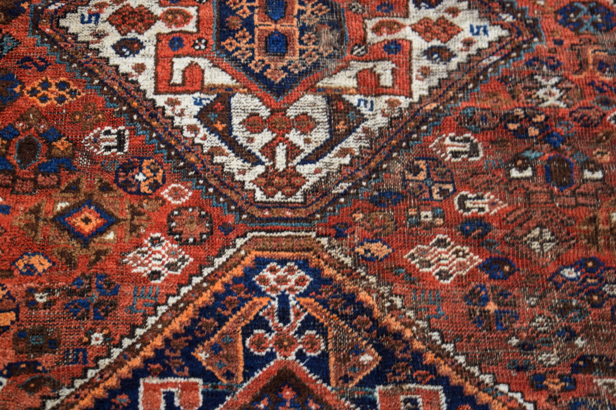A BLUE GROUND PERSIAN RUG, decorated with symbols and motifs. 247 cm x 169 cm. - Image 2 of 4