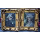 AFTER SIR JOSHUA REYNOLDS (1723-1792), framed pastel, pair of portraits depicting a male and female.