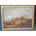 E A LOCKWOOD (British), framed oil on canvas, signed, cottage in a landscape. 29 cm x 39 cm.