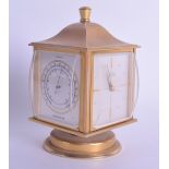 A STYLISH 1950S BRASS FOUR SECTION ANGELUS CLOCK with Barometer, Hydrometer & Thermometer. 12.75