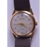 A 9CT GOLD ARISTEX ANTIMAGNETIC WRISTWATCH. Dial 3 cm diameter.