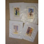 FOUR ART DECO STYLE PRINTS, depicting ladies. 17 cm x 11 cm.(4)