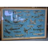 A VINTAGE 1960'S POSTER DEPICTING FAMOUS AIRCRAFT OF THE RAF, circa 1968. 50 cm x 75 cm.