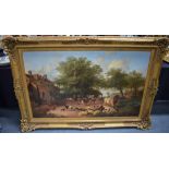 CIRCLE OF GEORGE COLE (1810-1883), framed oil on canvas, indistinctly signed & dated 1865, figures