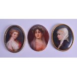 A GROUP OF THREE EARLY 20TH CENTURY GERMAN PORCELAIN OVAL PLAQUES two framed, painted with pretty