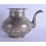 AN 18TH/19TH CENTURY ISLAMIC MIDDLE EASTERN BRONZE VESSEL engraved all over with Kufic script,