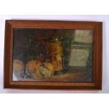 ENGLISH SCHOOL (Early 20th Century), framed oil on board, still life. 19 cm x 28 cm.