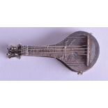 AN UNUSUAL 19TH CENTURY CONTINENTAL SILVER MANDOLIN WATCH the instrument opening to reveal a