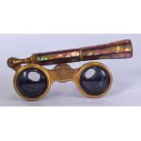 A PAIR OF OPERA GLASSES, with mother of pearl decoration. 13.5 cm wide.