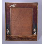 A 20TH CENTURY PICTURE FRAME , the glass border painted with unicorns. 33 cm x 28 cm.