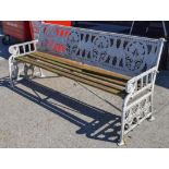 A COALBROOKDALE STYLE CAST IRON BENCH, manner of Christopher Dresser, bearing kite date inside