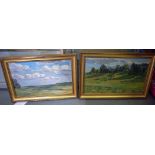 RUSSIAN SCHOOL (Early 20th Century),framed pair oil on board, impressionist landscape. 24 cm x 39