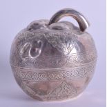 A LATE 19TH CENTURY MIDDLE EASTERN PERSIAN SILVER BOX AND COVER in the form of a fruit. 3.4 oz. 7.