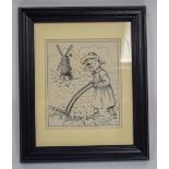 AFTER LOUIS WAIN (1860-1939), framed print, depicting an amusing image of a cat ploughing a field.