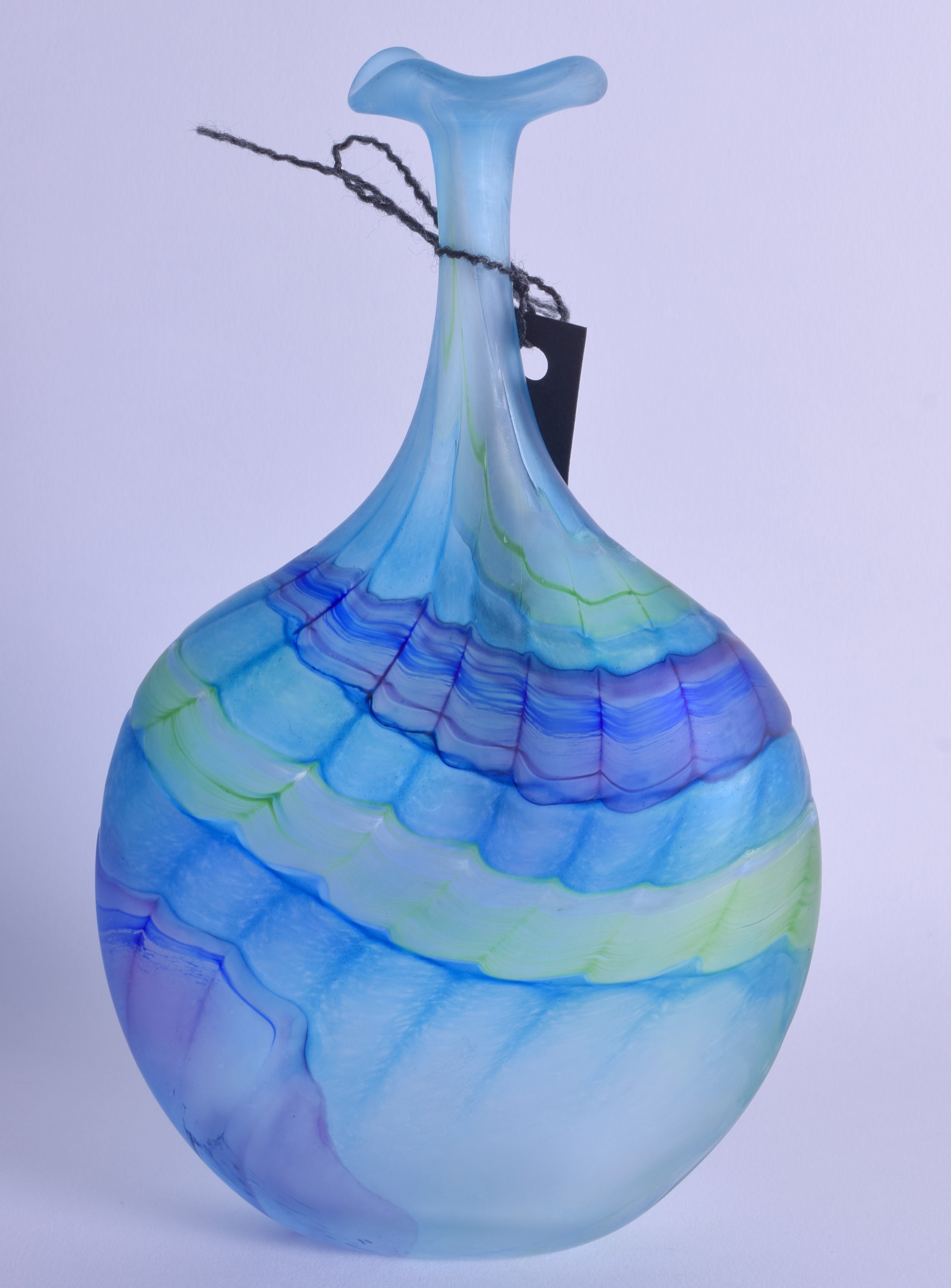 A FREE BLOWN BLUE GLASS VASE by Peter Layton. 19.5 cm high. - Image 2 of 2