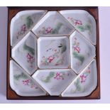 A CHINESE REPUBLICAN PERIOD FAMILLE ROSE PORCELAIN HORDEVRES SET within a fitted hardwood case,