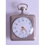 A 19TH CENTURY FRENCH SQUARE FORM SILVER POCKET WATCH signed Ne Variteur. 4.5 cm square.