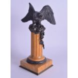 A LOVELY LARGE 19TH CENTURY ITALIAN BRONZE POCKET WATCH HOLDER formed as a hawk perched upon a
