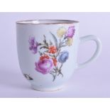 18th c. Chinese coffee cup painted with flowers in overglaze coloured enamels in the workshop of