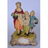 AN ANTIQUE PLASTER YARDLEY CHEMIST SHOP ADVERTISING FIGURE, formed as a mother with two daughters on