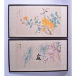 A PAIR OF CHINESE REPUBLICAN PERIOD PAINTED INK WORK PANEL painted with birds amongst foliage. Image