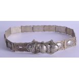 A 19TH CENTURY RUSSIAN OR ARMENIAN NIELLO SILVER BELT decorated with flowers and buildings. 14.1 oz.